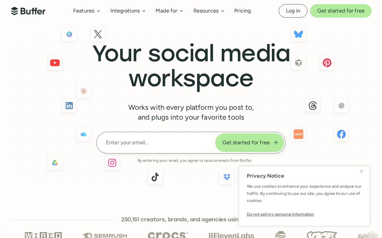 buffer.com homepage