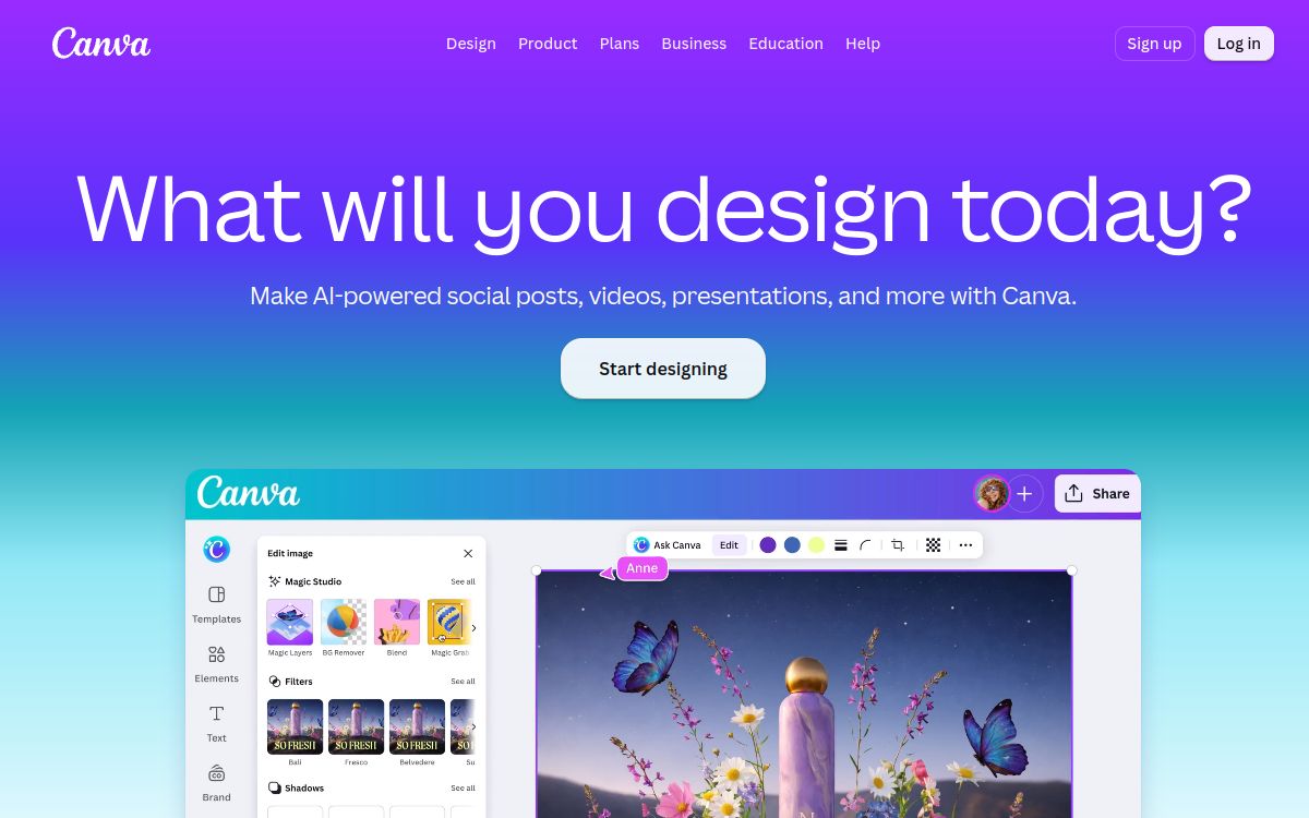 canva.com homepage